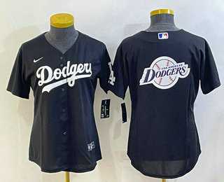 Womens Los Angeles Dodgers Big Logo Black MLB Cool Base Nike Jersey->mlb womens jerseys->MLB Jersey